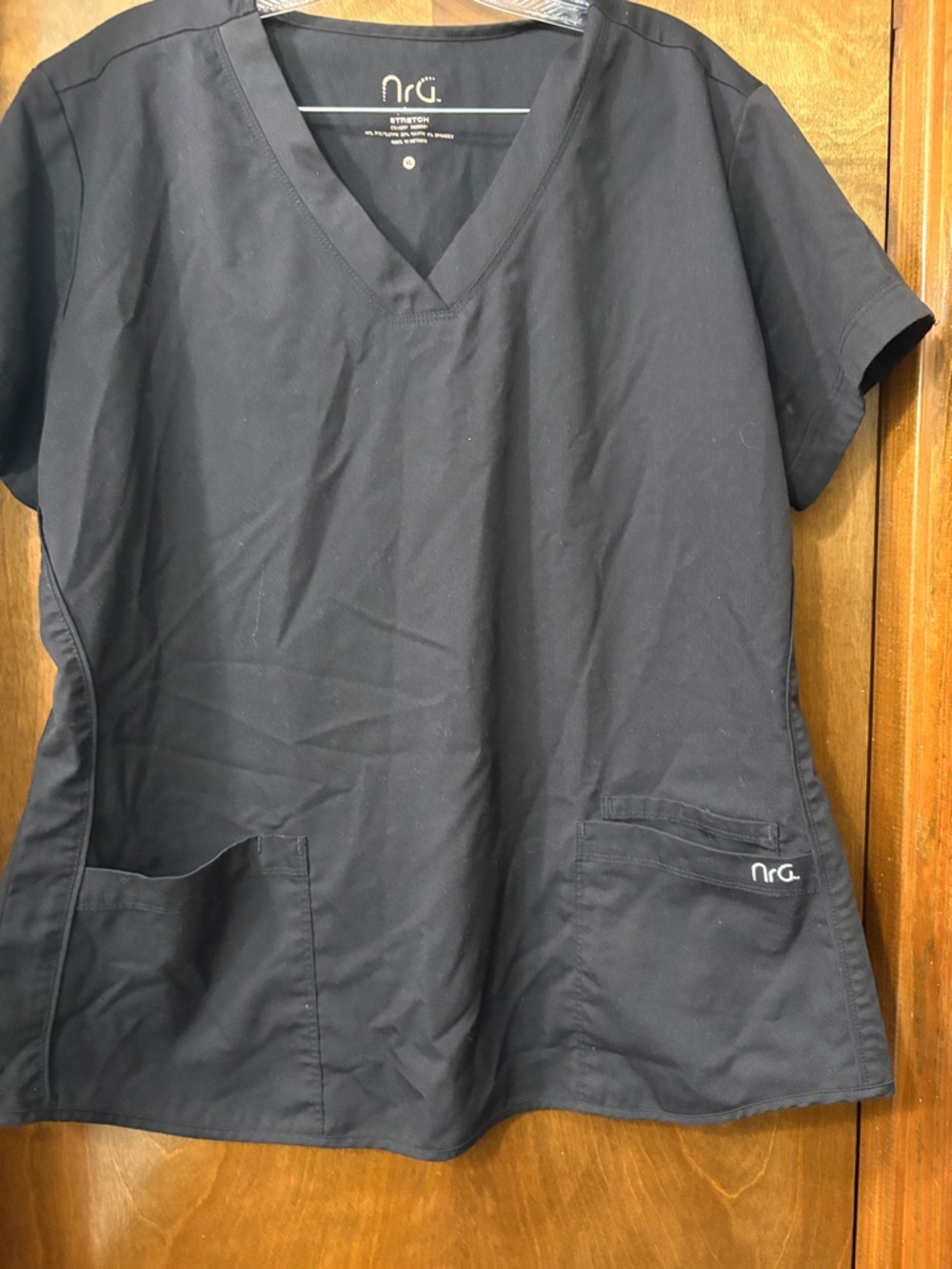 NRG Barco Black V-Neck Medical Scrub Top  XL